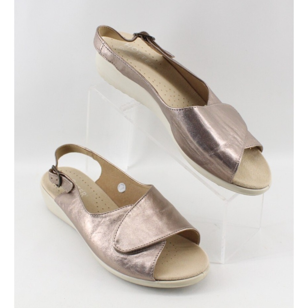 Hotter Olivia Sandals Peep Toe Comfort Rose Gold Womens Size 9 US EEE Wide
